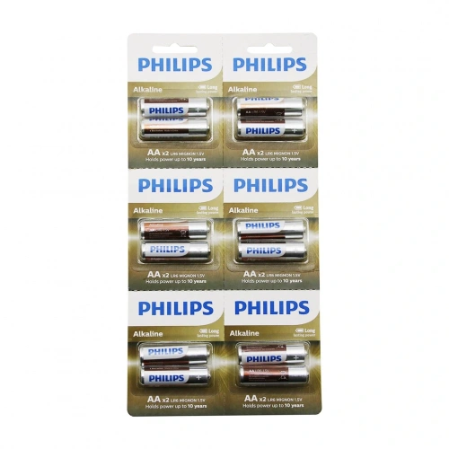 PHILIPS  ALKALİNE KALEM - AA - 1.5V  PİL  12PCS= 2Lİ X 6 (5365)