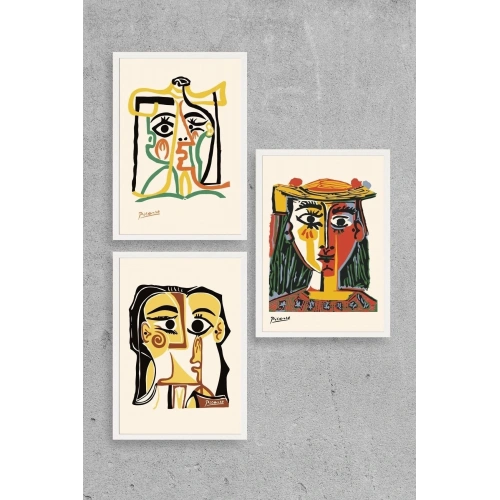 Picasso Üçlü Ahşap Çerçeveli Tablo 30 x 40