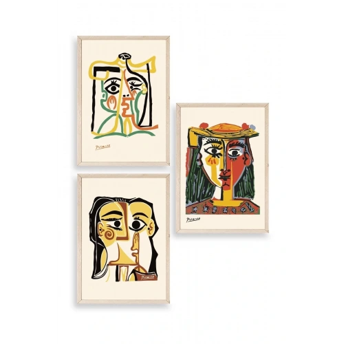Picasso Üçlü Ahşap Çerçeveli Tablo 40 x 60