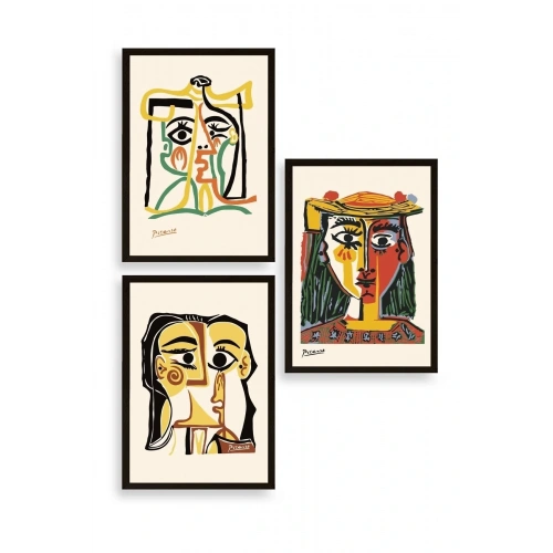 Picasso Üçlü Ahşap Çerçeveli Tablo 50 x 70
