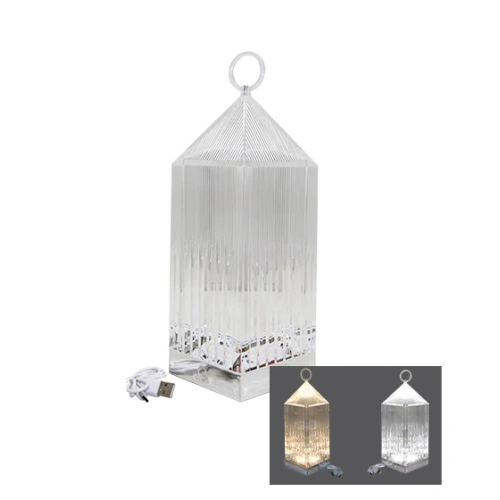 PİRAMİT KRİSTAL 3 RENK LED DOKUNMATİK USB ŞARJLI MASA LAMBASI (5365)