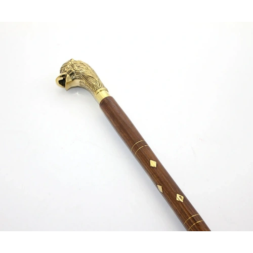 Pirinç Aslan Büstü Baston Model 2