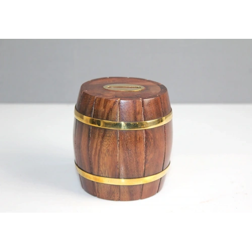 Pirinç Detaylı Fıçı Kumbara Model 1