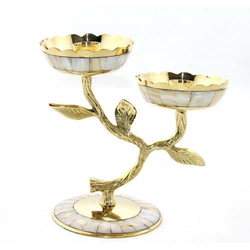 Brass Shell 2-piece Candlestick