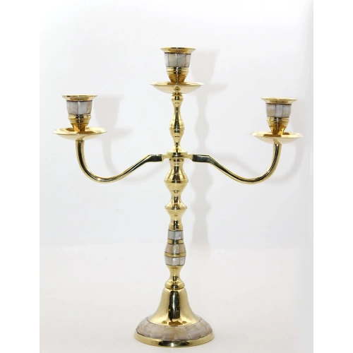 Brass Inlaid 3-Piece Candelabra Model 2