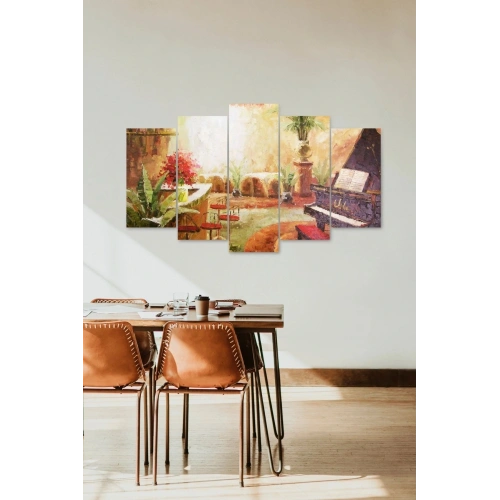 Piyano ve Şehir 5 Parçalı Mdf Tablo 60 x 100