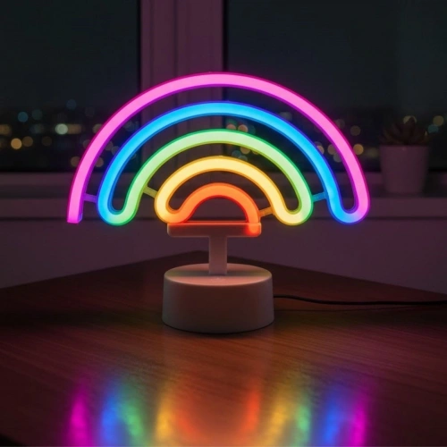 Plastic Rainbow Neon LED Light - Decorative Colorful Desktop and Ambient Lighting (5365)
