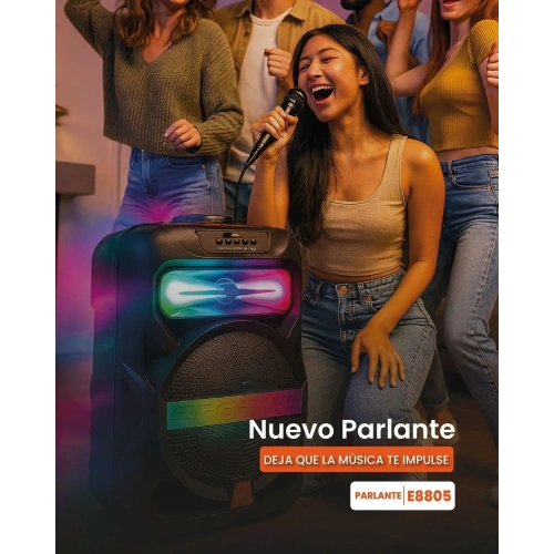 Platoon PL-4361 BT USB SD AUX 8 İNÇ Mikrofonlu Anfi Yüksek SES Taşınabilir RGB Işıklı Hoparlör (5365)