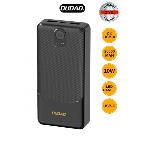 Powerbank Dudao K10Pro 2.4A 20000mAh 2 x USB-A - Siyah (5365)