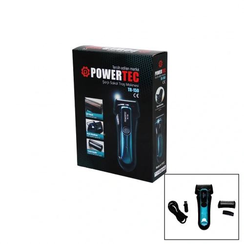 POWERTEC TR-150 ŞARJLI ÇİFT BIÇAK SIFIR SAKAL TRAŞ MAKİNESİ BIYIK DÜZELTME - YEDEK BAŞLIK (5365)