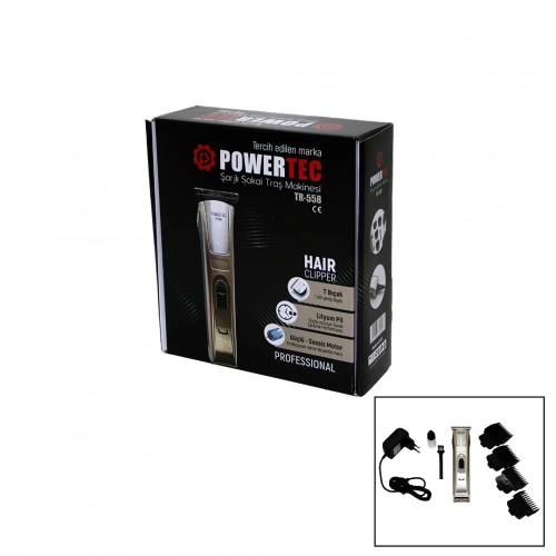 POWERTEC TR-558 ŞARJLI SAÇ SAKAL ENSE ÇİZİM TRAŞ MAKİNESİ T BIÇAK (5365)