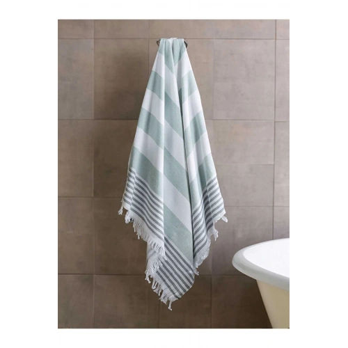 Pure Linen 90x170 cm Natural Cotton Pestemal Towel Green