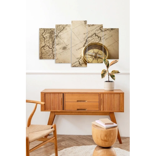 Pusula ve Harita 5 Parçalı Mdf Tablo 60 x 100