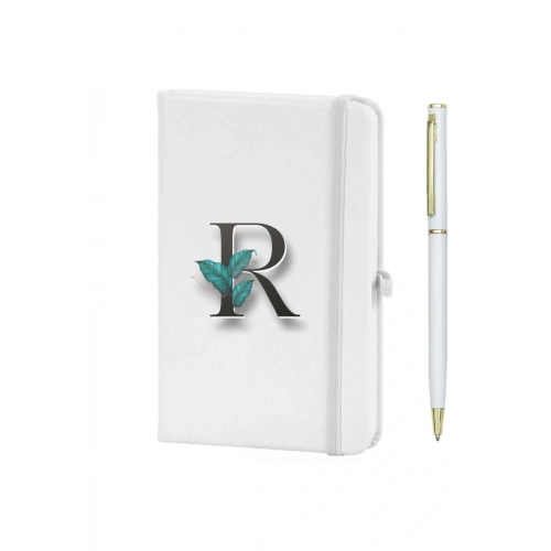 R Harfi Çiçek Baskılı Defter