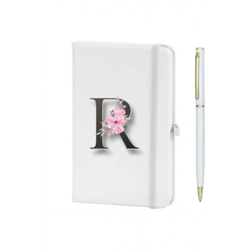 R Harfi Çiçek Desen Baskılı Defter