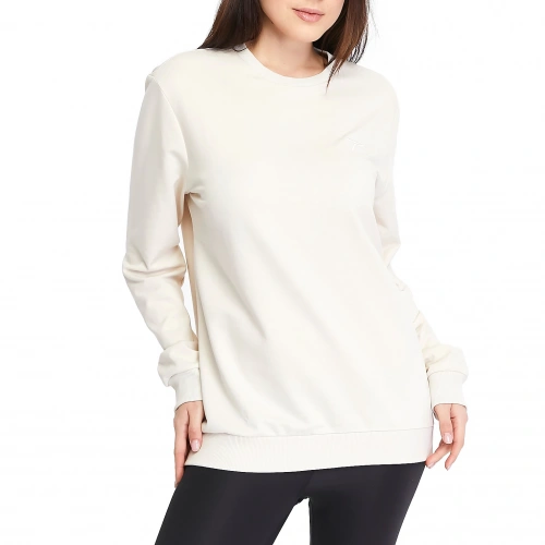 %100 Pamuk Bisiklet Yaka Unisex Basic Sweatshirt AUDAX EKRU