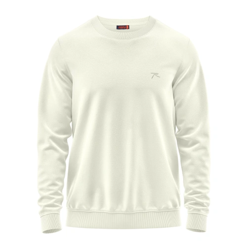 %100 Pamuk Bisiklet Yaka Unisex Basic Sweatshirt AUDAX EKRU