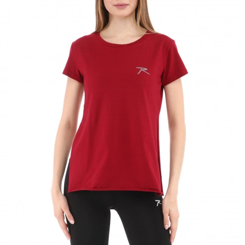 Womens 100% Cotton Bicycle Neck T-Shirt in FUMUS BURGUNDY