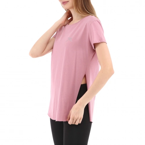 Womens 100% Cotton Bike Neck T-Shirt in PINK