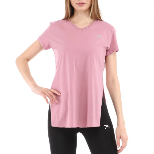 Womens 100% Cotton V-Neck T-Shirt FRAGUM PINK