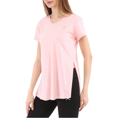 Womens 100% Cotton V-Neck T-Shirt FRAGUM PINK