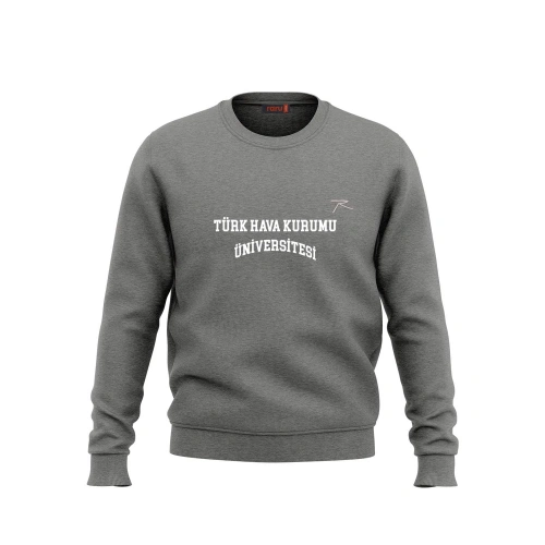Raru x THKU Pamuklu Bisiklet Yaka Unisex Basic Sweatshirt AUDAX ANTRASİT MELANJ