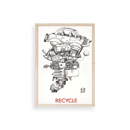 Recycle Ahşap Çerçeveli Tablo 50 x 70