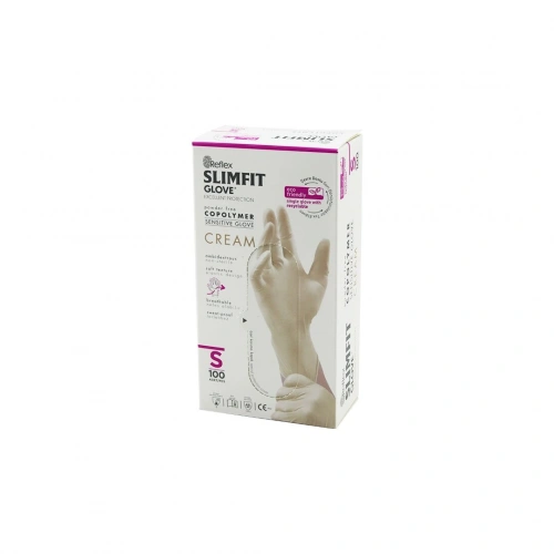 REFLEX SLİMFİT GLOVE KOD-030 S KREM PUDRASIZ MUAYENE ELDİVEN 100LÜ (5365)