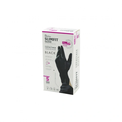 REFLEX SLİMFİT GLOVE KOD-033 S SİYAH PUDRASIZ MUAYENE ELDİVEN 100LÜ (5365)