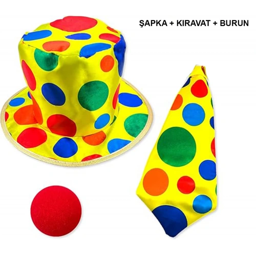 Colorful Clown Costume Set - 3 Piece Accessory