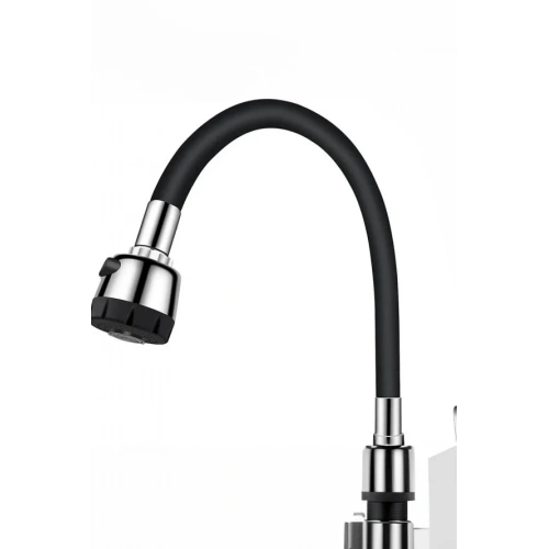 Renkli Silikonlu Oynar Başlıklı 2 Fonksiyonlu Spiral Musluk Başlığı - Siyah (5365)