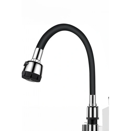 Renkli Silikonlu Oynar Başlıklı 2 Fonksiyonlu Spiral Musluk Başlığı - Siyah (5365)