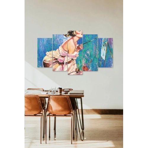 Ressam Kadın 5 Parçalı Mdf Tablo 60 x 100