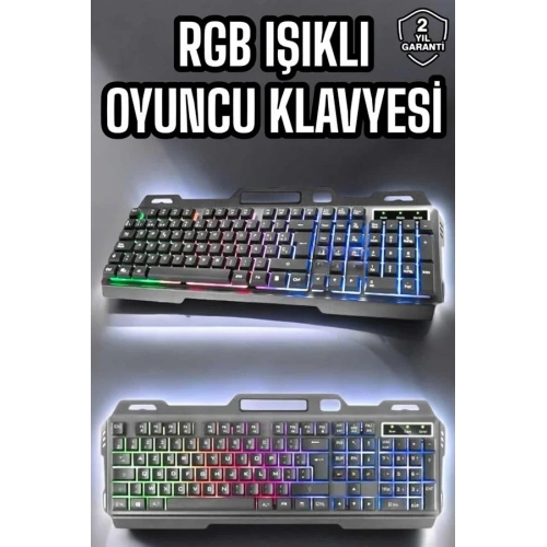 Rgb Işıklı Oyuncu Klavye Ve Mouse Seti Usb Girişli