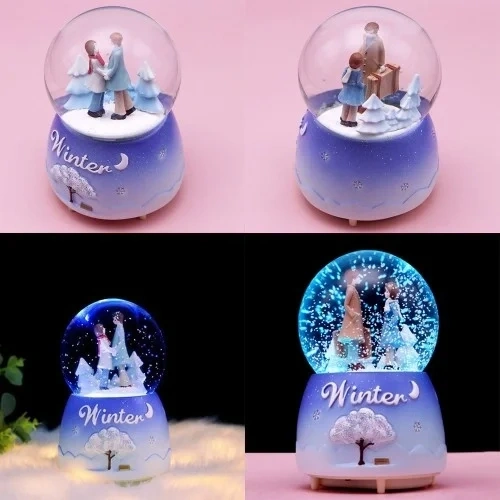 Romantik Işıklı Kar Küresi 15 Cm Kış Temalı Dekor
