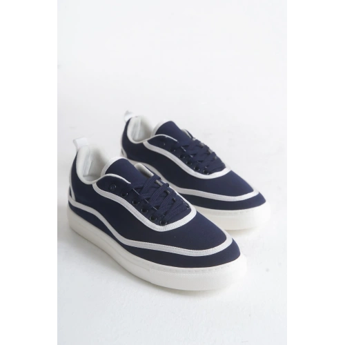 RS625 - Keten Erkek Spor Ayakkabı Lacivert Beyaz