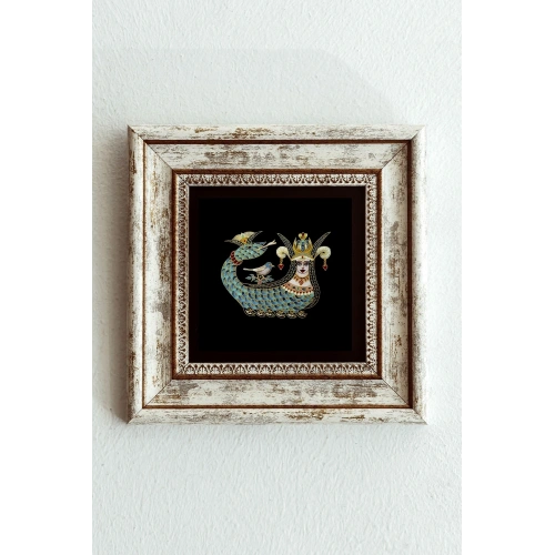 Şahmeran Çerçeveli Taş Tablo , Çerçeveli Taş Duvar Dekoru 20 cm