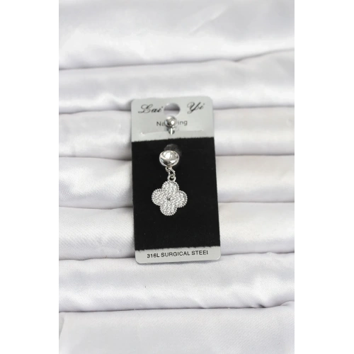 Sallantılı Yonca Piercing 1 Adet Antialerjik Çelik