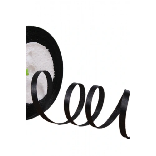 Saten Kurdele 3 mm Siyah 5 Metre