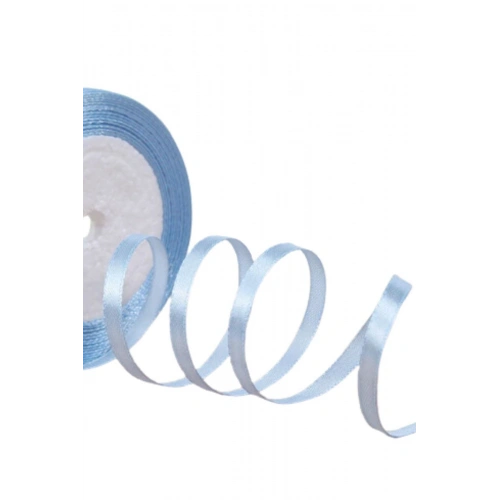 Saten Kurdele 6 Mm Bebe Mavisi 10 Metre