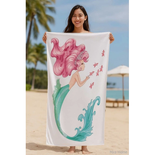 SeaDream Tropikal Desenli Plaj Havlusu 70X140 Cm Denizkızı