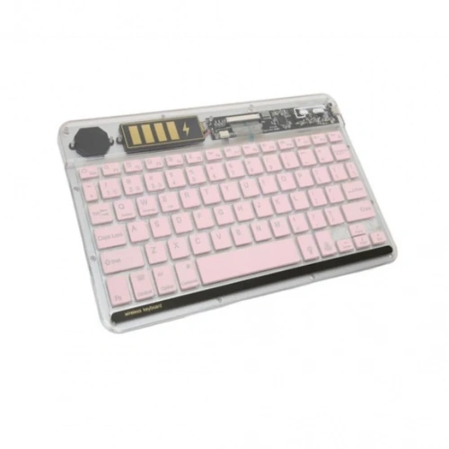 Şeffaf Pembe Rgb Bluetooth Klavye Kablosuz Kullanım