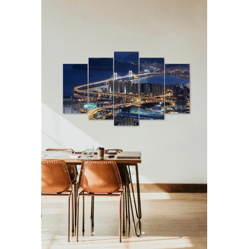 Şehir Manzarası 5 Parçalı Mdf Tablo 60 x 100