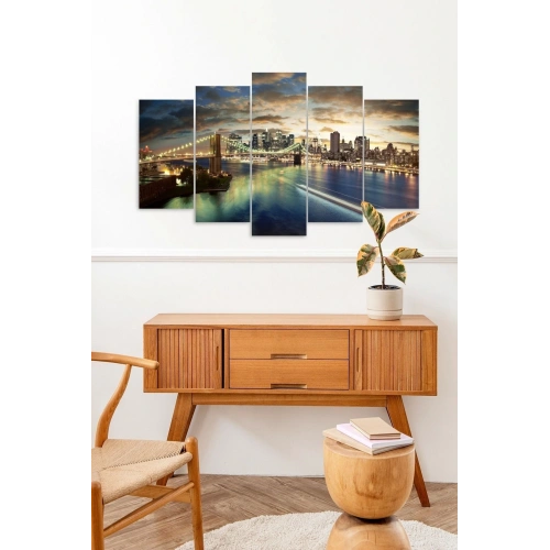 Şehir Manzarası 5 Parçalı Mdf Tablo 60 x 100