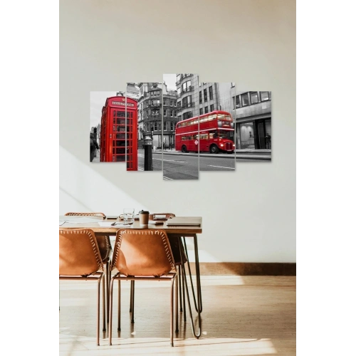 Şehir Manzarası 5 Parçalı Mdf Tablo 60 x 100