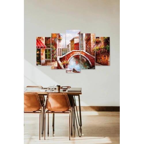 Şehir Manzarası 5 Parçalı Mdf Tablo 60 x 100