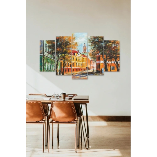 Şehir Manzarası 5 Parçalı Mdf Tablo 60 x 100