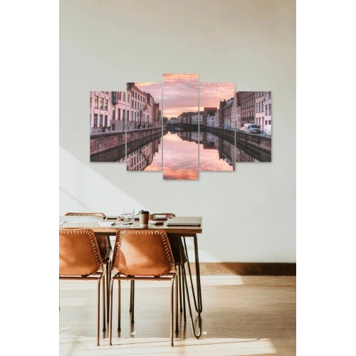 Şehir Manzarası 5 Parçalı Mdf Tablo 60 x 100
