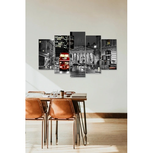 Şehir Manzarası 5 Parçalı Mdf Tablo 60 x 100