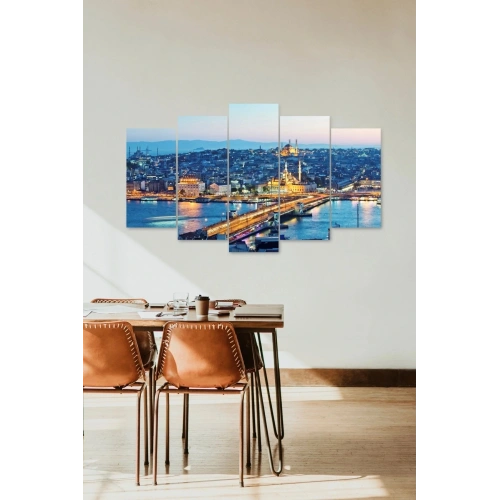 Şehir Manzarası 5 Parçalı Mdf Tablo 60 x 100